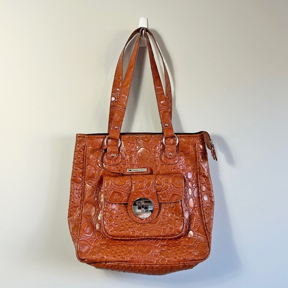 Cabrelli Embossed Vegan Leather Shoulder Bag With Front Pocket